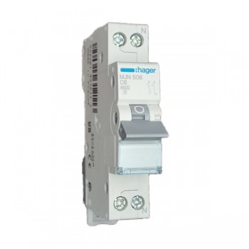 Siguranta automata 1P+N, 6A, 4.5kA, curba C, Hager MJN506