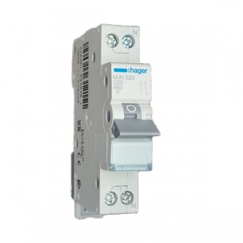 Siguranta automata 1P+N, 20A, 4.5kA, curba C, Hager MJN520