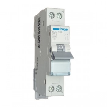 Siguranta automata 1P+N, 32A, 4.5kA, curba C, Hager MJN532