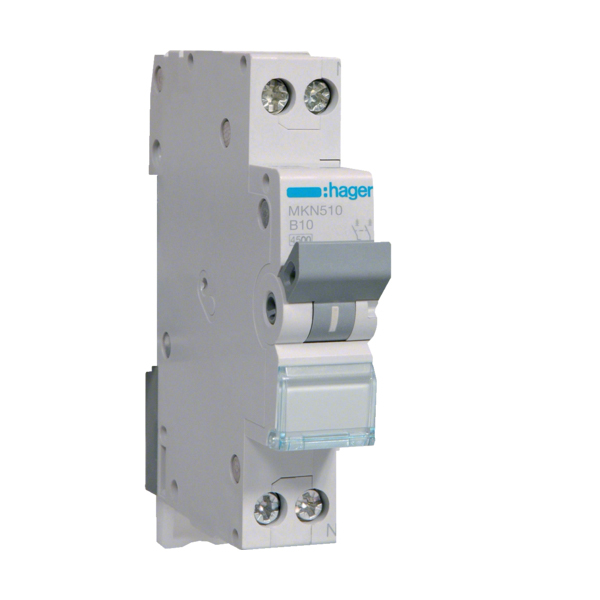 Siguranta automata 1P+N, 10A, 6kA curba B, Hager MKN510