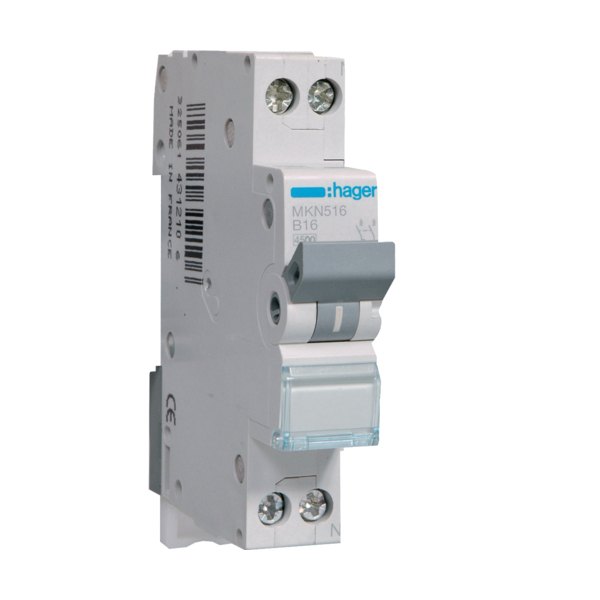 Siguranta automata 1P+N, 16A, 6kA curba B, Hager MKN516