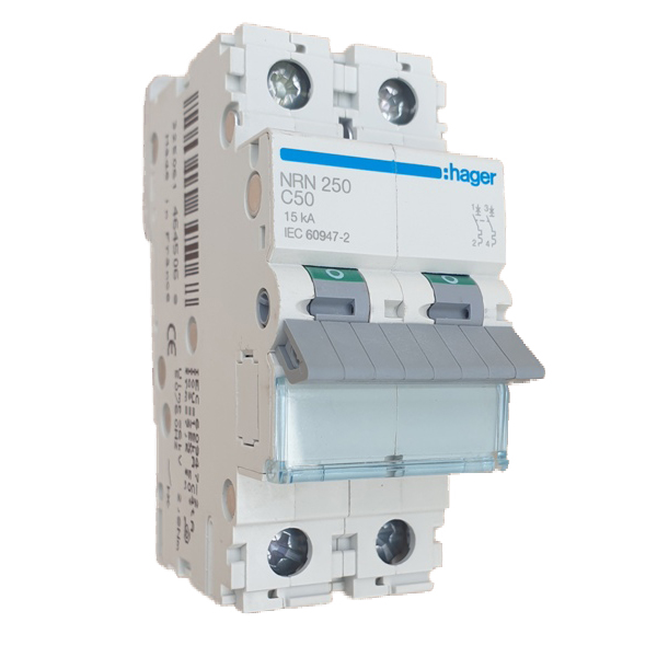 Siguranta automata 2P, 50A, 15kA, curba C, Hager NRN250