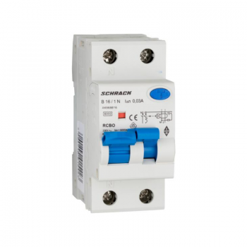 Siguranta automata diferentiala RCBO 1P+N B16A/30mA 6kA tip A 2M AK668616 Schrack