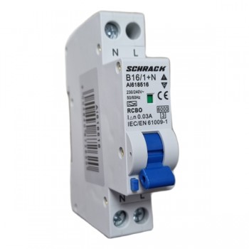 Siguranta automata diferentiala RCBO 1P+N B-16A/30mA tip A AI618516 Schrack