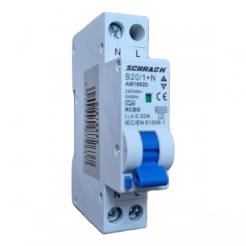 Siguranta automata diferentiala RCBO 1P+N B-20A/30mA tip A AI618520 Schrack