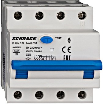 Siguranta automata diferentiala RCBO 3P+N  C-20A/30mA tip A AK667820 Schrack