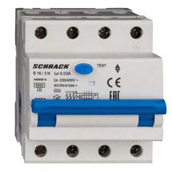 Siguranta automata diferentiala RCBO 3P+N  B-16A/30mA tip A AK668816 Schrack