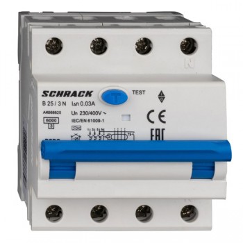 Siguranta automata diferentiala RCBO 3P+N  B-25A/30mA tip A AK668825 Schrack