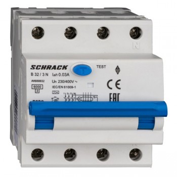 Siguranta automata diferentiala RCBO 3P+N  B-32A/30mA tip A AK668832 Schrack
