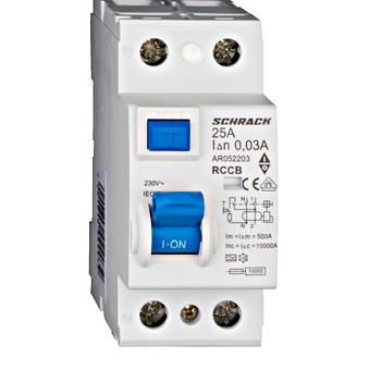 Intrerupator diferential RCCB 2P 25A/30mA 10kA tip A AR052203 Schrack