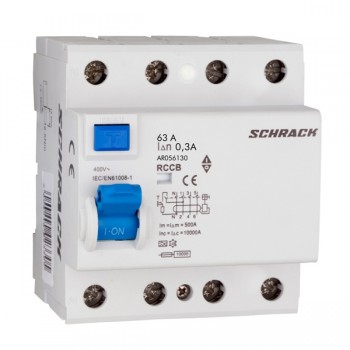 Siguranta automata diferentiala RCCB 3P+N 63A/300mA tip A 10kA, AR056130 Schrack
