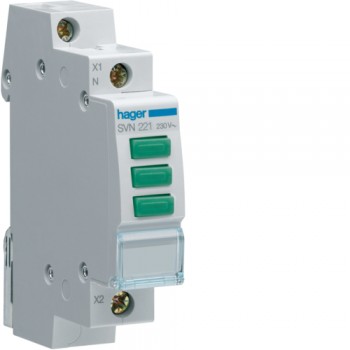 Lampă semnalizare 230V 3 x verde SVN221 Hager