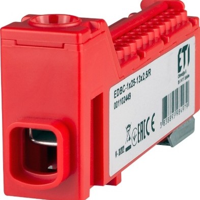 Bloc distributie EDBC-1X25-13X2.5 rosu ETI 1102449