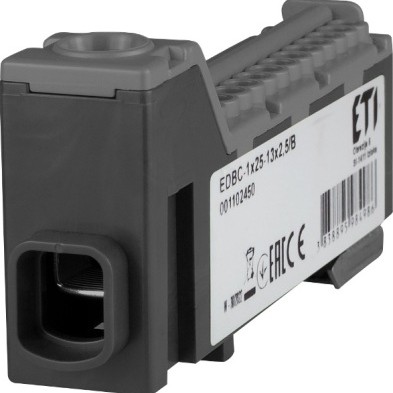 Bloc distributie EDBC-1X25-13X2.5 negru ETI 1102450