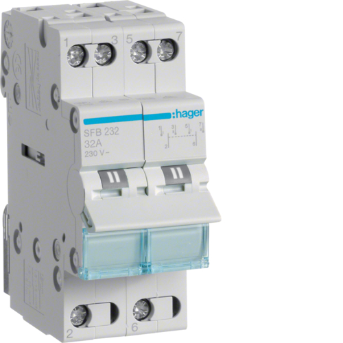 Comutator sursa 2P 32A 230V I-0-II SFB232 Hager