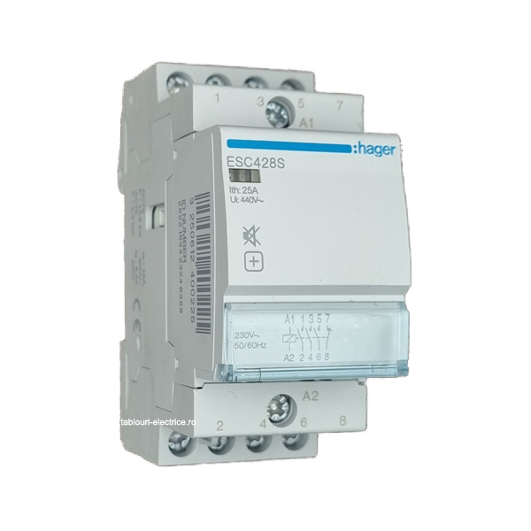 Contactor silentios modular 25A, 3ND+1NI, 230V, Hager ESC428S