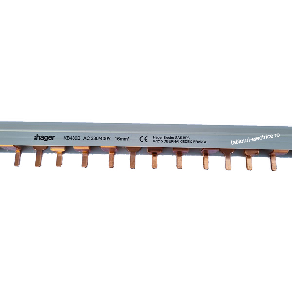 Busbar 4P 57M 16mmp 80A pin KB480B Hager