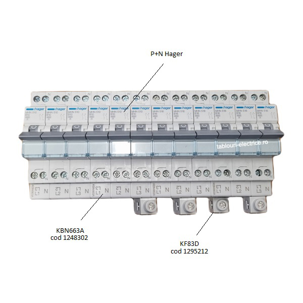 Busbar impartire faze pt. sigurante P+N KBN663A Hager