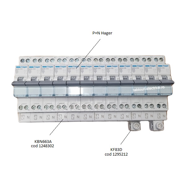 Busbar impartire faze pt. sigurante P+N KBN663C Hager