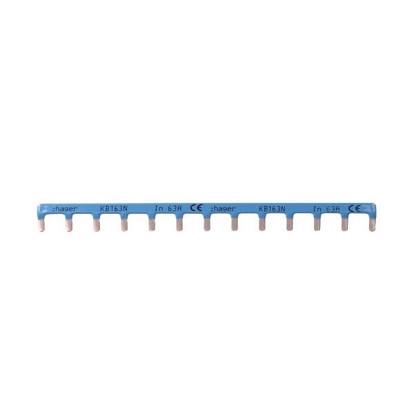 Busbar cu pini 1P/1P+N 13 module 63A 10mmp albastru KB163N Hager