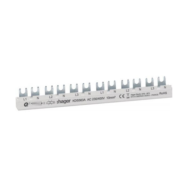 Busbar L1NL2NL3N 12M 63A furca KDS563A quickconnect Hager