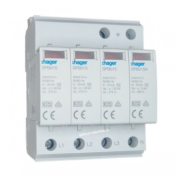 Descarcator supratensiune 4P 20kA debrosabil, Hager SPB415