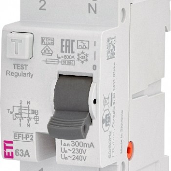Siguranta automata diferentiala 1P+N 63A/300mA tip A 10kA EFI-P2, ETI 002061133