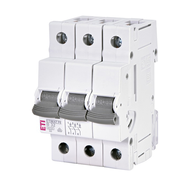 Siguranta automata 3P 32A Curba B 6kA, ETI-P6 001900313