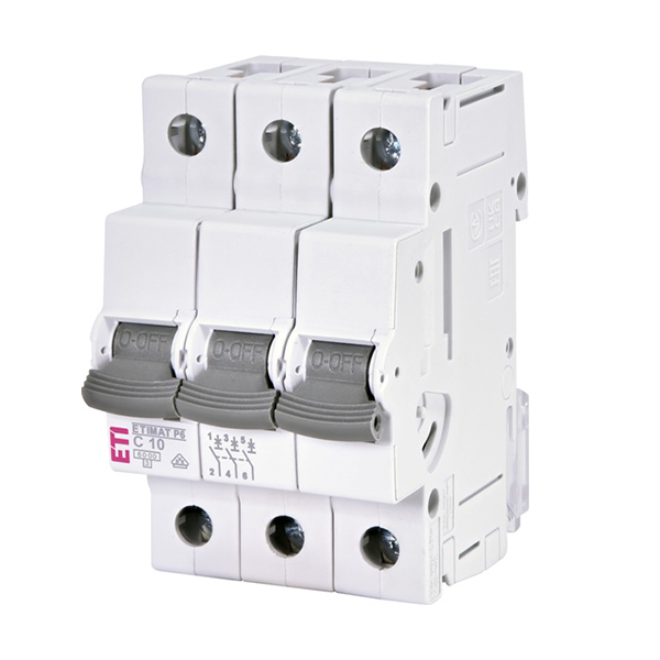 Siguranta automata 3P 10A Curba C 6kA, ETI-P6  1900328