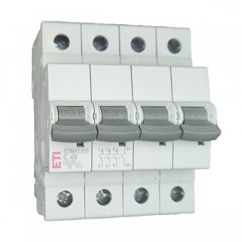 Siguranta automata 3P+N 40A Curba C 10kA, ETI-P6 001901434