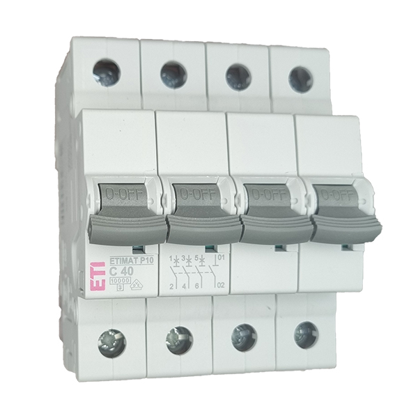 Siguranta automata 3P+N 40A Curba C 10kA, ETI-P6 001901434