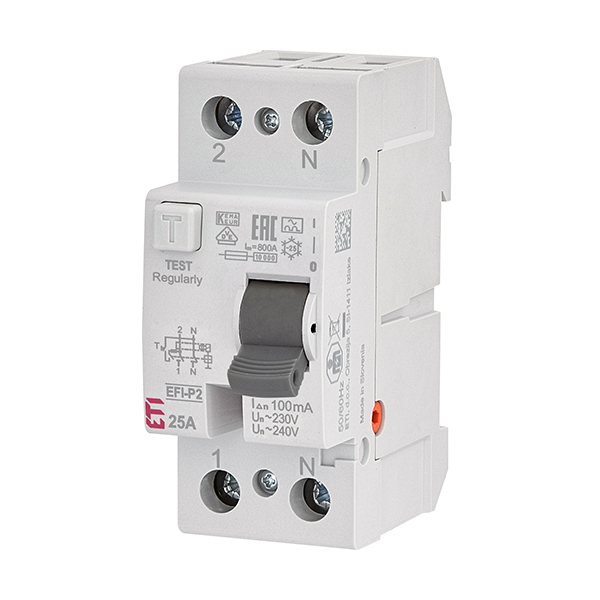 Intrerupator diferential RCCB 2P 25A/100mA 10kA tip A 002061121 ETI