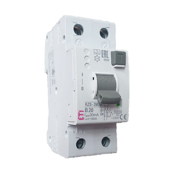 Siguranta automata diferentiala RCBO 1P+N B-20A/30mA tip A KZS-2M 002172506 ETI