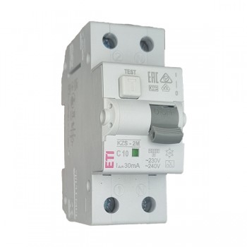 Siguranta automata diferentiala RCBO 1P+N C-10A/30mA tip A KZS-2M 002173222 ETI