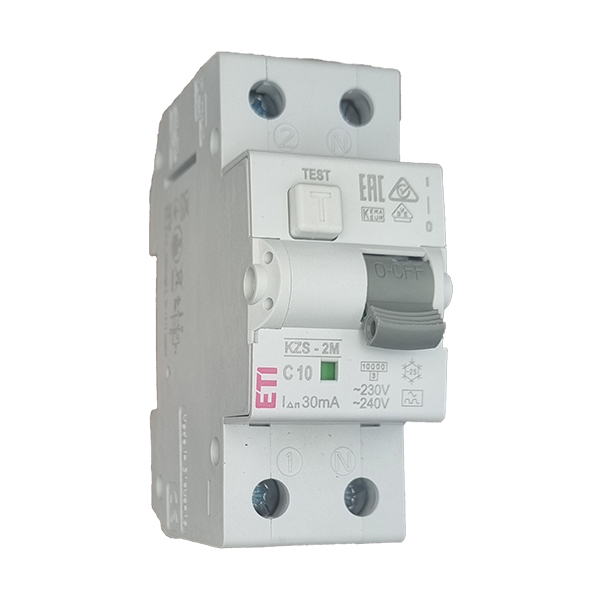 Siguranta automata diferentiala RCBO 1P+N C-10A/30mA tip A KZS-2M 002173222 ETI