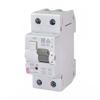 Siguranta automata diferentiala RCBO 1P+N C-16A/30mA tip A KZS-2M 002173224 ETI