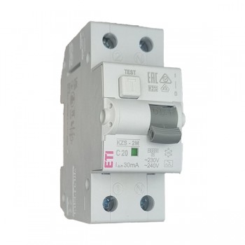 Siguranta automata diferentiala RCBO 1P+N C-20A/30mA tip A KZS-2M 002173225 ETI
