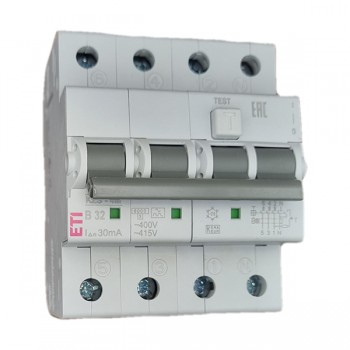 Siguranta automata diferentiala RCBO 3P+N  B-32A/30mA tip A KZS-4M 002174907 ETI