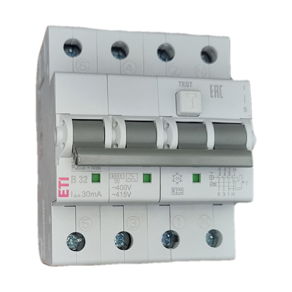 Siguranta automata diferentiala RCBO 3P+N  B-32A/30mA tip A KZS-4M 002174907 ETI