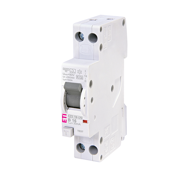 Siguranta automata diferentiala RCBO 1P+N B-16A/30mA tip A KZS-1M-UNI 002176024 ETI