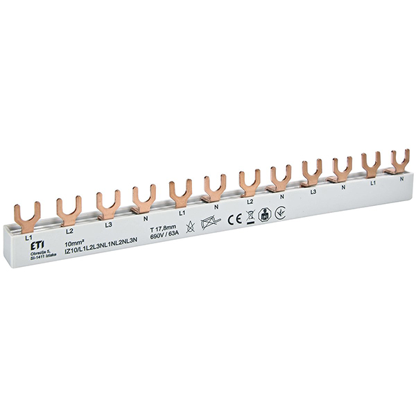 Busbar L1L2L3N-L1N-L2N-L3N-L1N 12M 63A furca 2921275 ETI