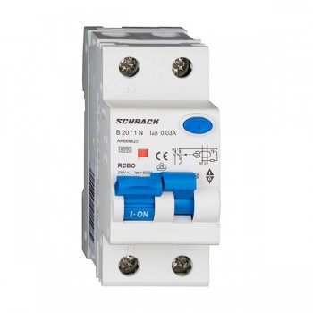 Siguranta automata diferentiala RCBO 1P+N B-20A/30mA tip A AK668620 Schrack