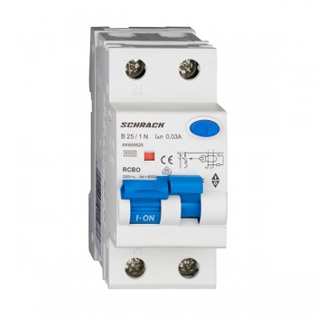 Siguranta automata diferentiala RCBO 1P+N B-25A/30mA tip A AK668625 Schrack