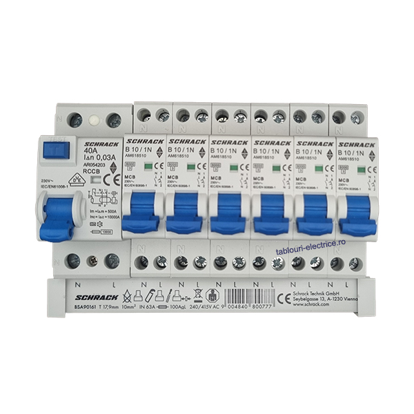 Busbar pt diferential 2P+6 intr. aut. 1P+N Schrack BSA90161