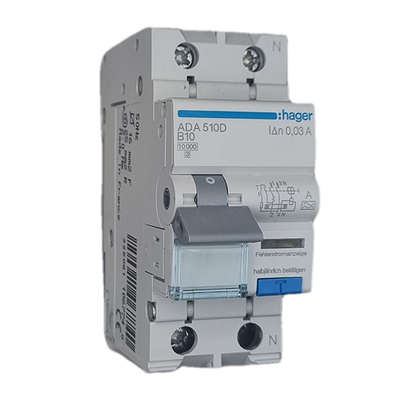 Siguranta automata diferentiala RCBO 1P+N B-10A/30mA tip A ADA510D Hager