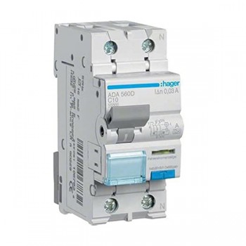 Siguranta automata diferentiala RCBO 1P+N C-10A/30mA tip A ADA560D Hager