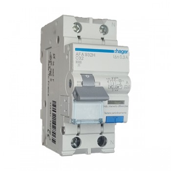Siguranta automata diferentiala RCBO 1P+N C-32A/300mA tip A AFA932H Hager
