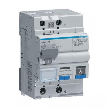 Dispozitiv combinat AFDD+RCBO 1P+N 16A 10KA curba B ARF516D Hager