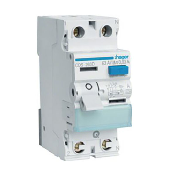 Intrerupator diferential RCCB 1P+N 63A/30mA 6kA tip A CDS263D Hager