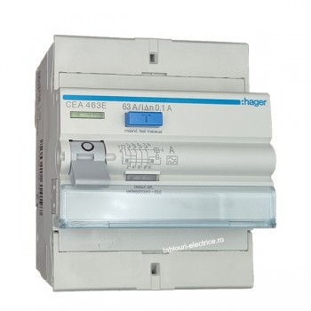 Intrerupator diferential RCCB 4P 63A/100mA 6kA tip A  CEA463E Hager